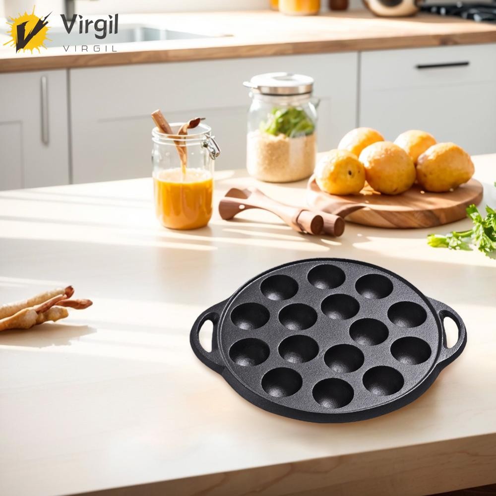 ✨ Virgil ✨ เบ้าขนมครก เผาแล้ว กระทะขนมครก กระทะไข่นกกระทา กระทะเหล็กหล่อจานทําอาหาร 15 ช่องหลุม Nonstick Octopuses เนื้อลูกแม่พิมพ์ทําอาหารบ้านเบเกอรี่รูปแบบแม่พิมพ์ถาดสําหรับเบเกอรี่ทําอาหาร