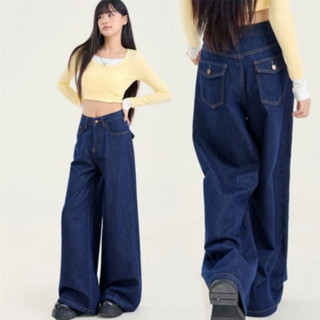 Bived S-7XL กางเกงยีนส์ผู้หญิง สีน้ำเงินเข้ม กางเกงยีนส์ขายา…