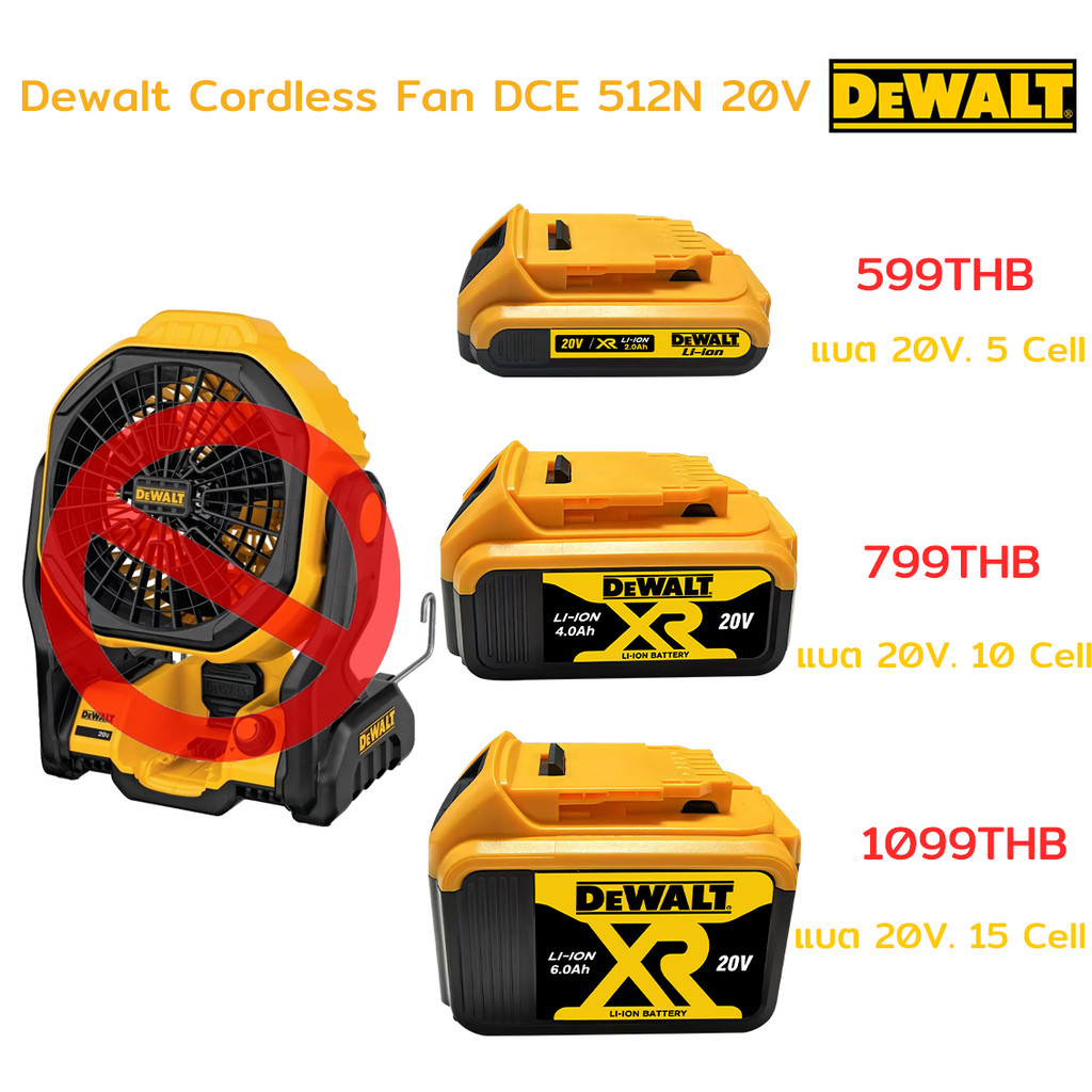 DEWALT พัดลมไร้สาย รุ่น DCE512N 20V (เฉพาะเครื่องไม่รวมแบต) ประกัน 3 ปี