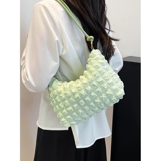 Nemo store🌸#KP-1 กระเป๋าสะพายไหล่ สีพาสเทล สไตล์มินิมอล เกาหลีสไตล์ สายผูกเอง ทรงพองๆ
