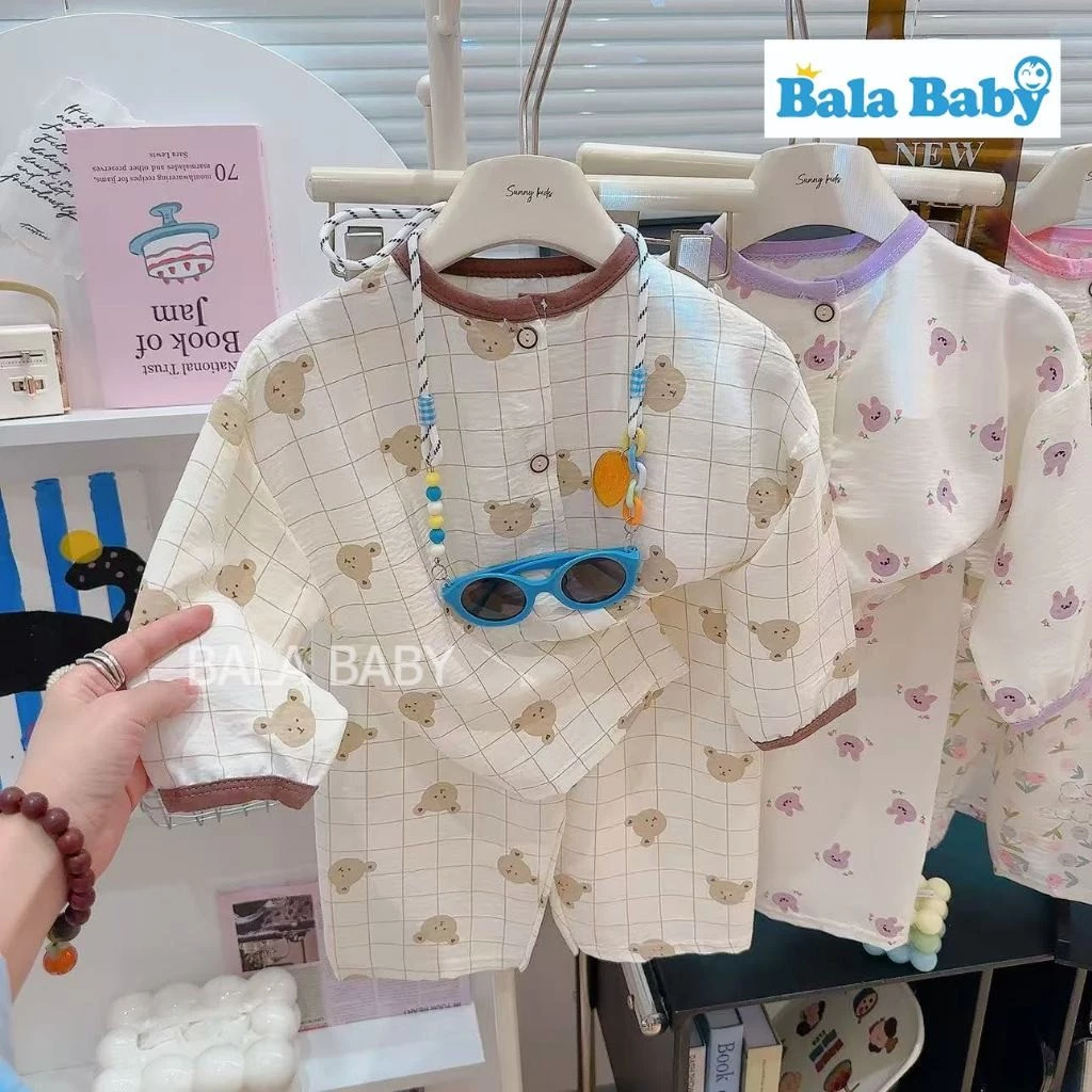 ชุดนอนเด็ก เสื้อแขนยาวกางเกงขายาว ชุดลำลองเด็ก กระดุมหน้า ผ้าบางเบา ใส่สบาย SYC12 thumbnail 5