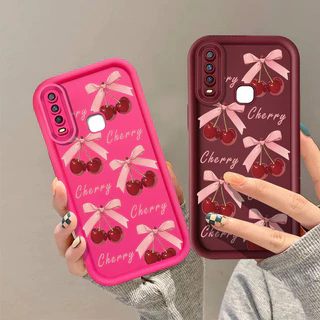 TPU ซิลิโคนนุ่มเคสโทรศัพท์สําหรับ VIVO Y12 1940 1906 1904 1902 1901 Y17 Y15 Y12i Y3S2020 Y11 Y20 Y20S Y20T Y12S Y11S Y11S Y20i Y12A แฟชั่นเชอร์รี่โบว์ป้องกันกรณีเชอร์รี่