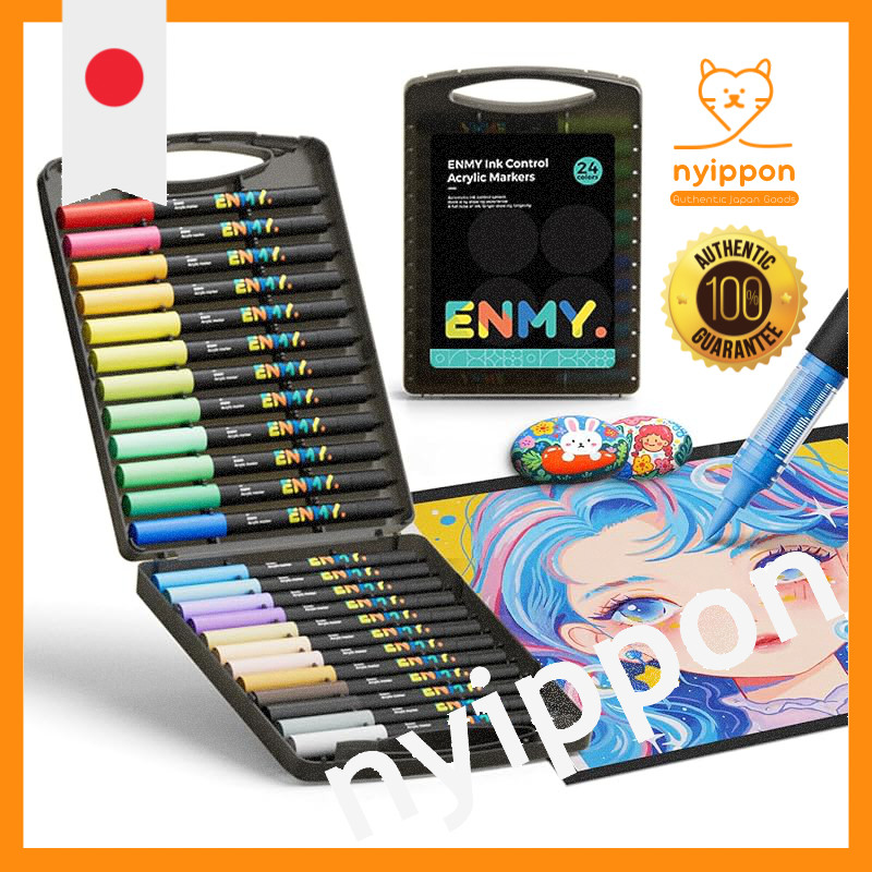 ENMY Acrylic Marker Set 24/36/48/60 Colors, Water-Based Pens for Art, Fabric, Canvas, Glass, Wood