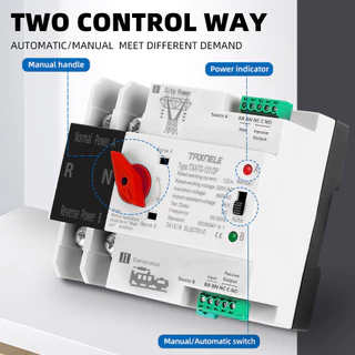 ATS สลับไฟ ATS Automatic Dual Power Transfer Switch 2P 63A/100A สลับไฟเร็ว น้อยกว่า 30ms