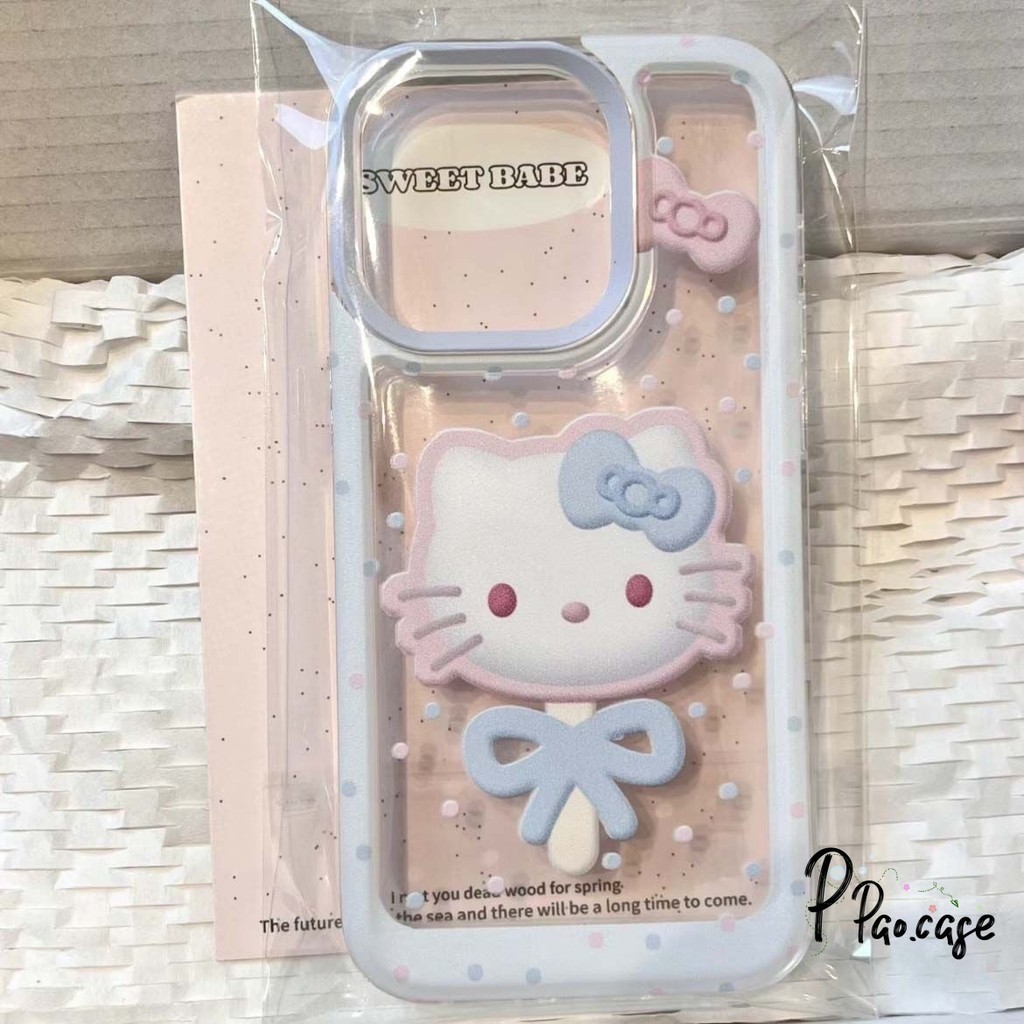 Hellokittyตัวเรือนสีฟ้าลายจุดแฟนตาซีเข้ากันได้กับ IPhone 15 13 14 11 XS Max XR Pro Max 15 Plus X 14 7 8 7Plus ปกอ่อน