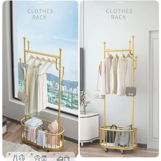 ราวตากผ้า ที่แขวนผ้า พร้อมกระเป๋าตาข่าย ราวแขวนผ้า รับน้ำหนัก150กก. ป้องกันน้ำ โดยไม่เป็นสนิม ราวแขวนกระเป๋า อเนกประสงค์