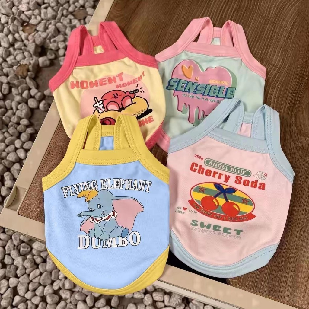 เสื้อผ้าสัตว์เลี้ยง เสื้อผ้าแมวน่ารัก เสื้อผ้าลูกสุนัขการ์ตูน เสื้อกั๊กสัตว์เลี้ยงฤดูร้อน