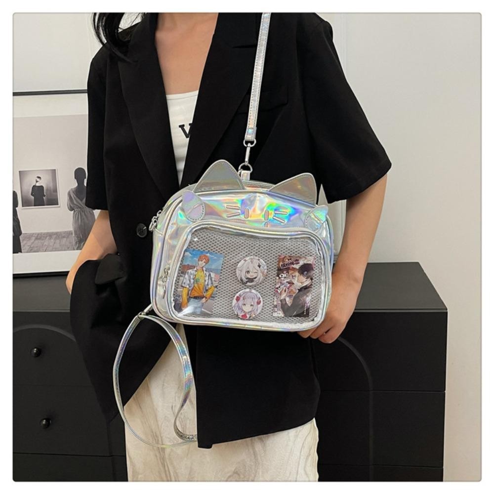 Perneaky Kawaii Cat Itabag, กระเป๋าตุ๊กตาใสน่ารัก, กระเป๋าเป้สาวอินเทรนด์ลําลอง