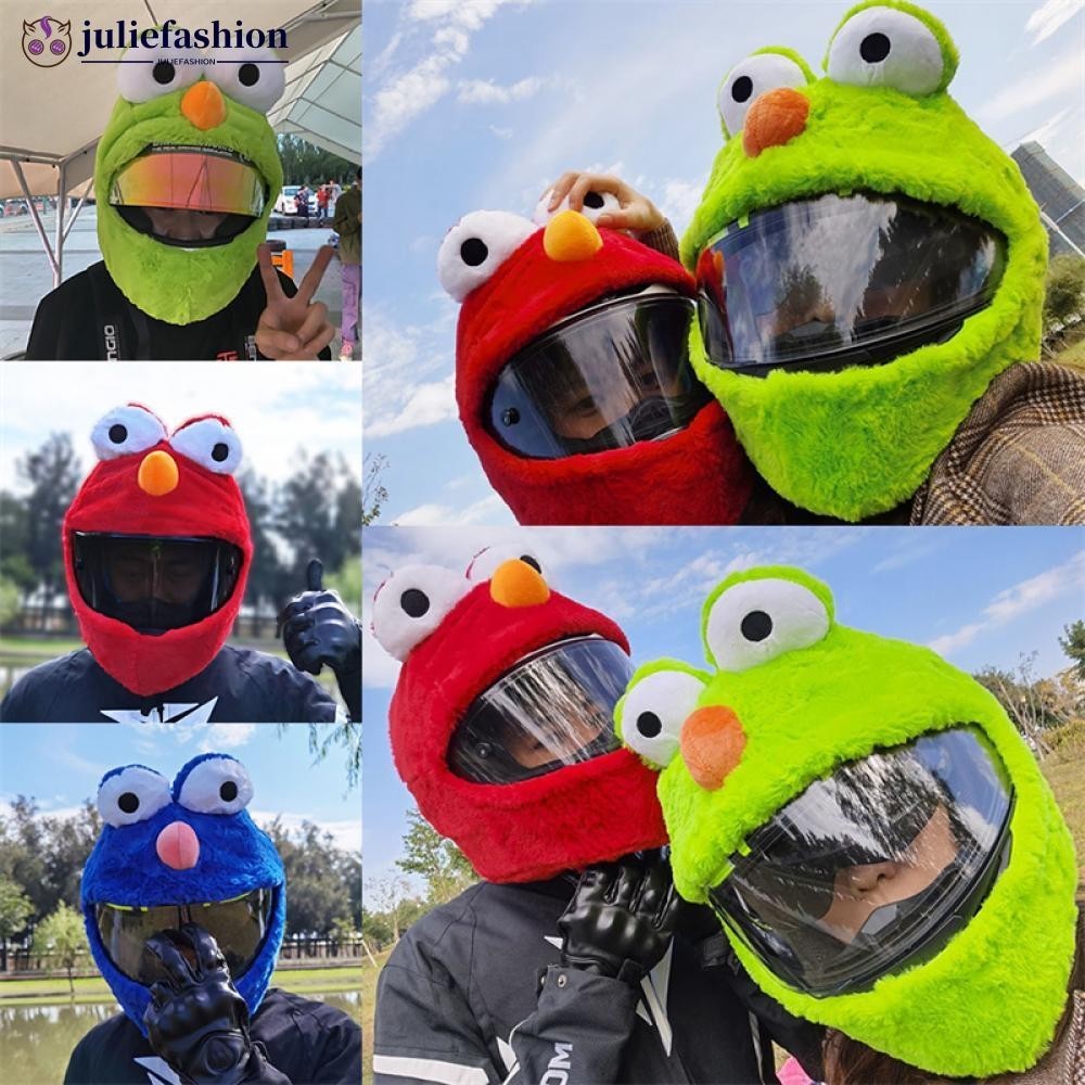 Juliefashion NEW YEAR หมวกกันน็อคมอเตอร์ไซค์ครอบคลุม Christmas Party Full Cover หมวกกันน็อคตลก Plush หมวกกันน็อคฝาครอบป้องกัน N4Z2