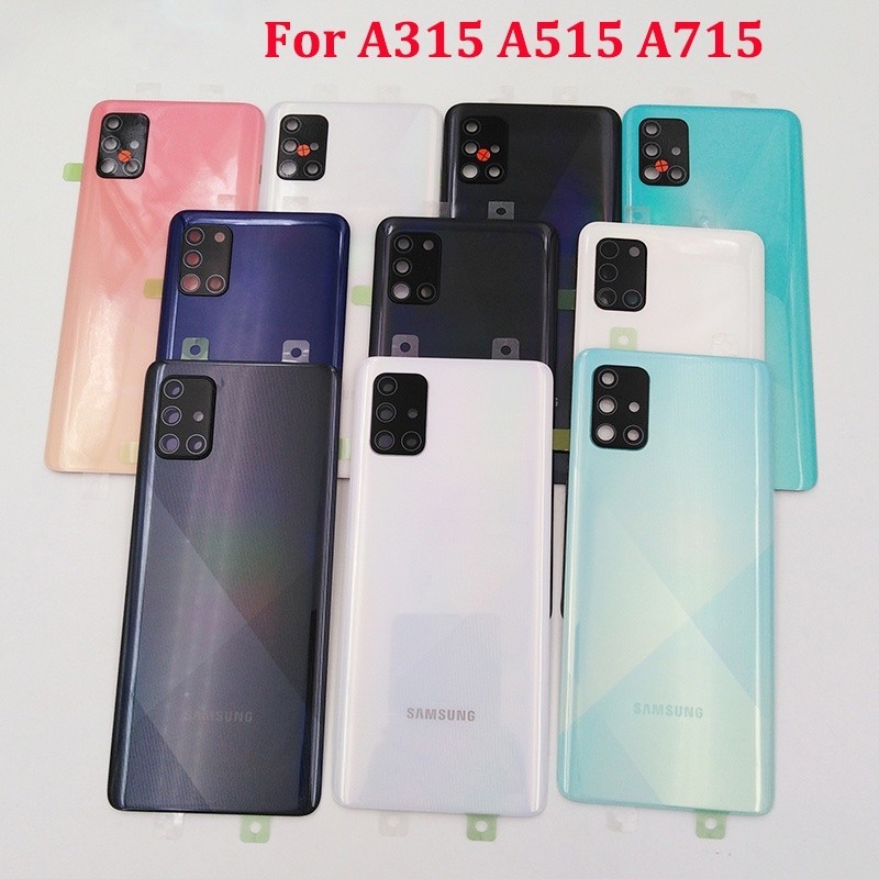 ฝาหลังแบตเตอรี่ด้านหลังด้านหลังประตูสําหรับ SAMSUNG Galaxy A31 A51 A71 2020 A315 A515 A715 อะไหล่พร้อมเลนส์กล้อง