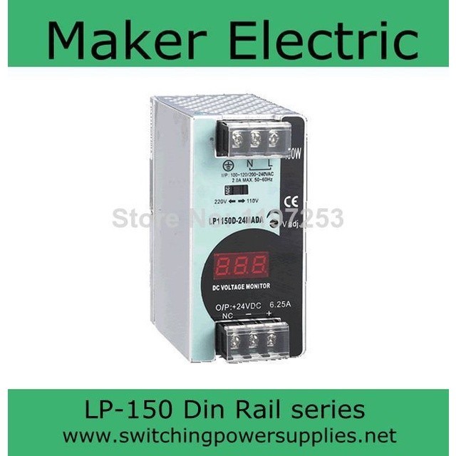 ✢150W 24V 12V power din rail  LP-150-24 6.25A  switching power supply