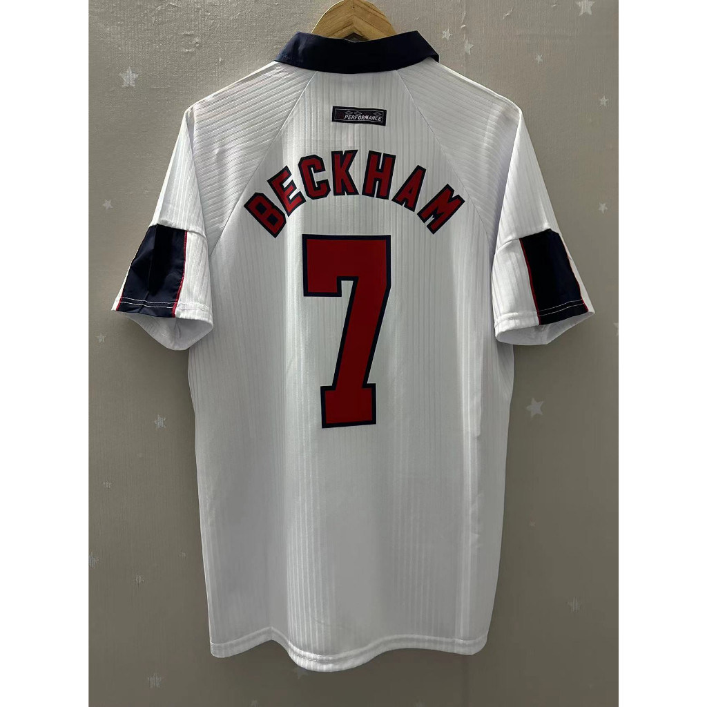 1998 Englan BECKHAM OWEN คุณภาพสูง Home Retro Football Jersey เสื้อยืดที่กําหนดเอง