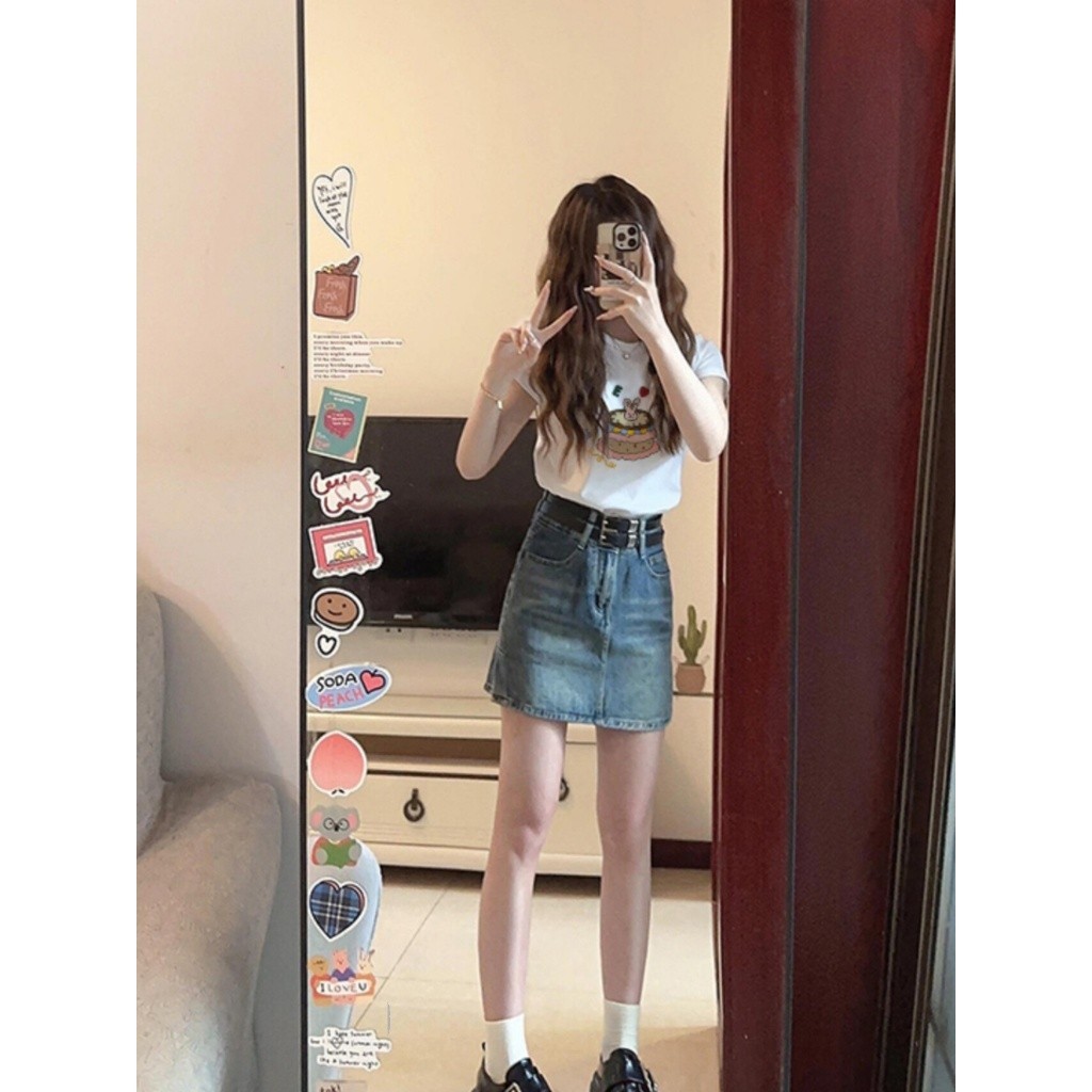 Um.shop  เสื้อยืดผู้หญิง Oversize พิมพ์ลายมินิมอลหมีน่ารัก แฟชั่นเกาหลี ผ้าคอตตอน ไม่ยืด ไม่ย้วย นุ่