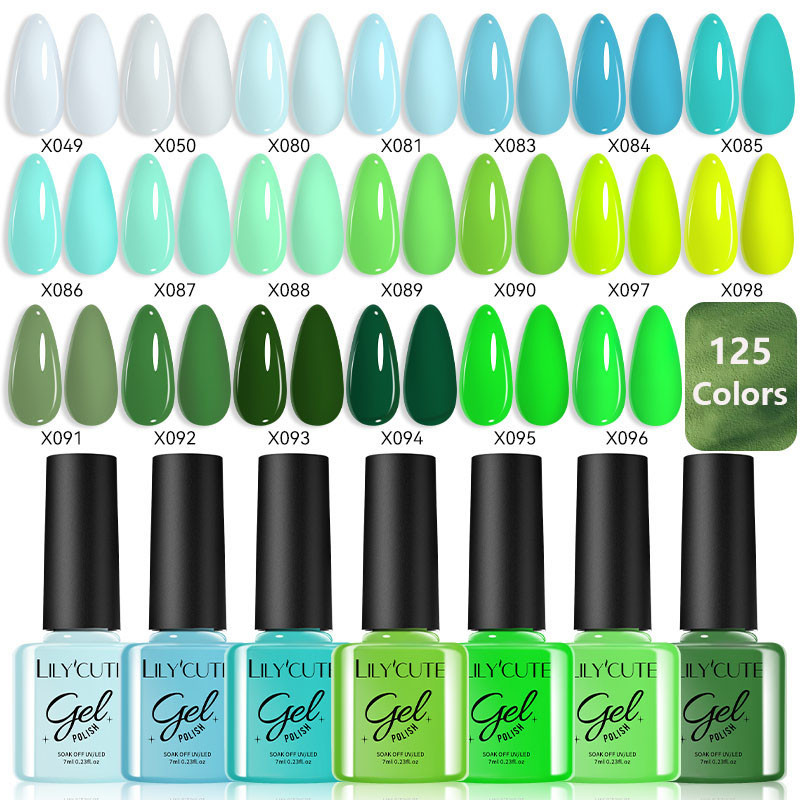 LILYCUTE เล็บเจลสีเขียวเจลเล็บอุปกรณ์ Vernis กึ่งถาวรเล็บแต่งเล็บ Soak Off LED UV เจลเล็บวานิช