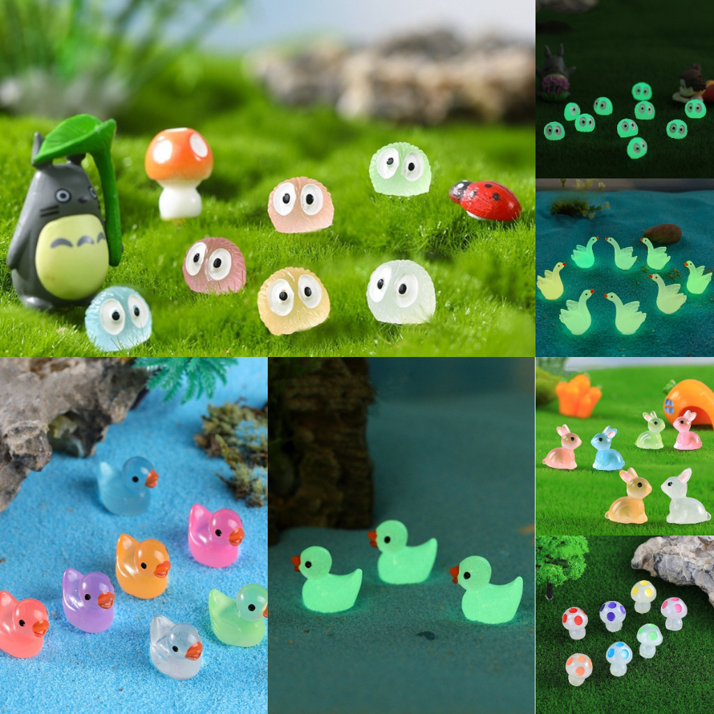 Luminous Rabbit/Duckling/Little Black/Mushroom Moss Micro Landscape เครื่องประดับ Luminous วัตถุขนาดเล็กตกแต่งพืชสวนเครื่องประดับสร้างสรรค์งานฝีมือเรซิน