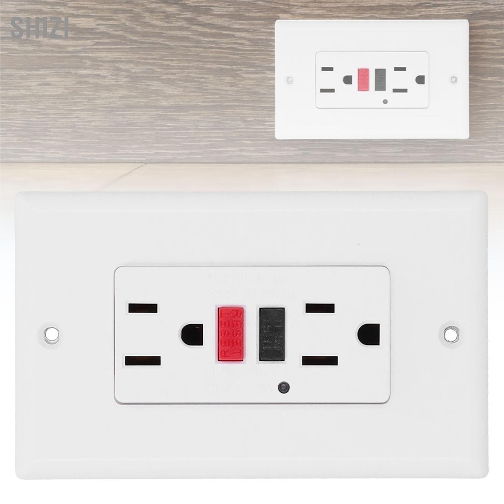 ShiZi เต้ารับติดผนัง American GFCI สวิตช์ซ็อกเก็ตป้องกันการรั่วไหลของกราวด์อัจฉริยะ AC120V LD‑3003