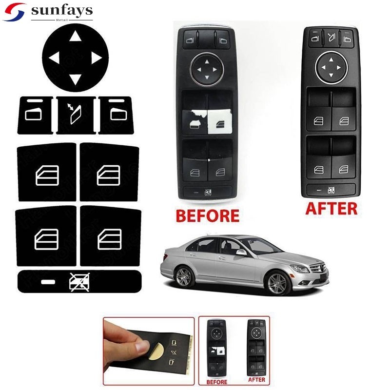 ใหม่ สติกเกอร์ติดปุ่มหน้าต่างรถยนต์ อุปกรณ์เสริม สําหรับ Mercedes Benz W204 C250 C300 C350