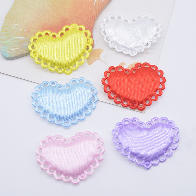 50 ชิ้น 3.6*3 ซม.เบาะหัวใจผ้าอุปกรณ์เย็บผ้าแพทช์สําหรับ DIY เสื้อผ้า Headwear หมวกอุปกรณ์ตกแต่งงานแต่งงาน Applique