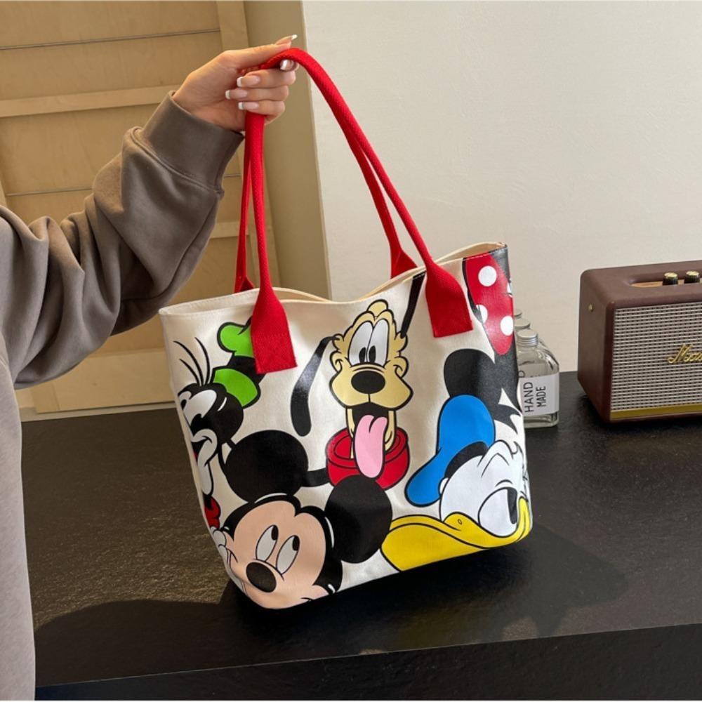 DSLONG Mummy Bag, Cartton กระเป๋าผ้าใบความจุขนาดใหญ่, น่ารักสบายๆทนทานกระเป๋าสะพายไหล่เดี่ยวของผู้หญิง