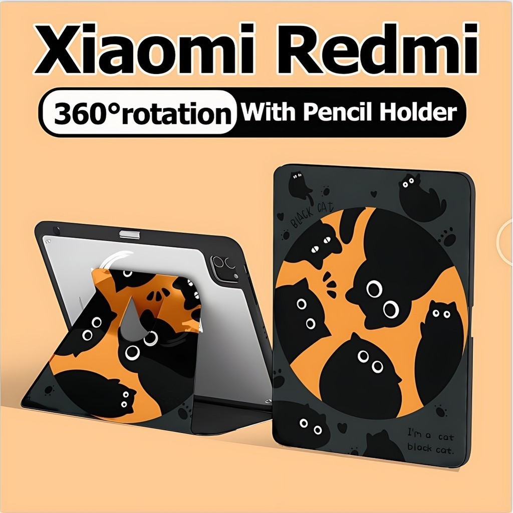 เคสแท็บเล็ต Xiaomi/Redmi สําหรับ Xiaomi Pad 6/6 Pro Xiaomi Pad 7/7 Pro เคส Redmi SE 11 Pad2/10.61 pad pro12.1 มุนได้360องศา Cute Cat เคส Xiaomi ปกแม่เหล็ก