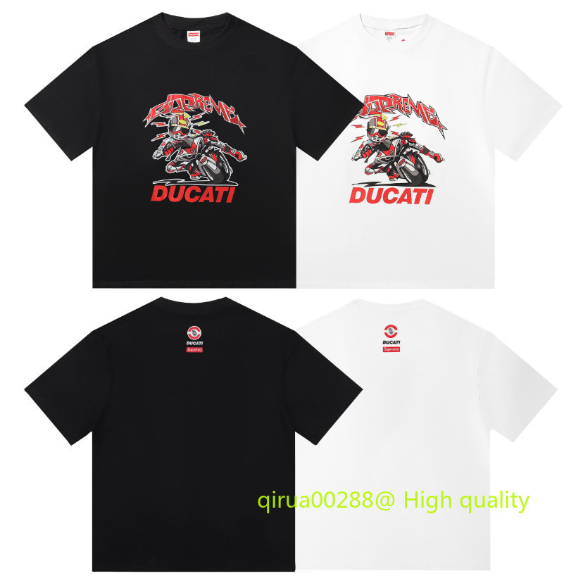 SUP Ducati & Motorcycle เสื้อยืดแขนสั้นคอกลมพิมพ์ลายผ้าฝ้ายแท้