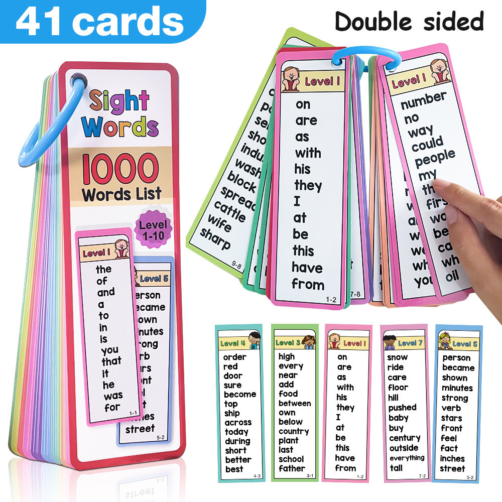 Educational Cognitive Card Double-Sided Sight Words English Flashcards for Kids Vocabulary Learning Cards Teaching Aid
