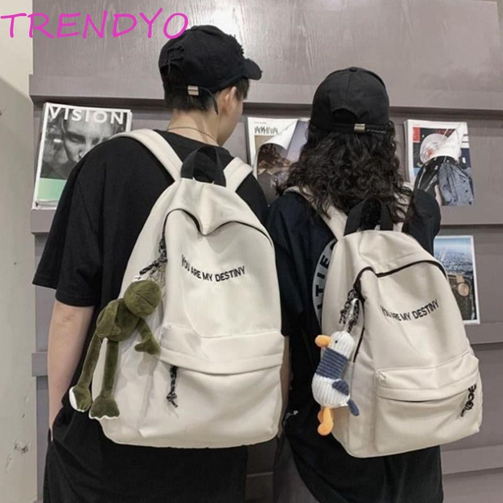 Trendyo กระเป๋าเป้สะพายหลังโรงเรียน, กระเป๋านักเรียนกันน้ําสีทึบ, แฟชั่น Preppy ความจุขนาดใหญ่กระเป๋าหนังสือผ้าใบนักเรียน