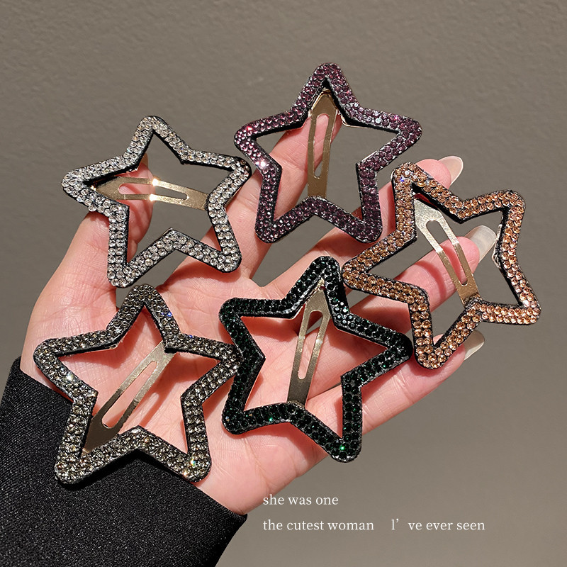 เกาหลี ผู้หญิงใหม่สไตล์ดาวห้าแฉก พลอยเทียม เมฆกลวงหน้าผากเรียบกิ๊บ