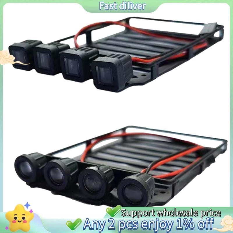 Rc แร็คหลังคารถกระเป๋าเดินทางพร้อมสปอตไลท์สําหรับ SCX24 1/24 RC Crawler รถ Axial SCX24 AXI00002