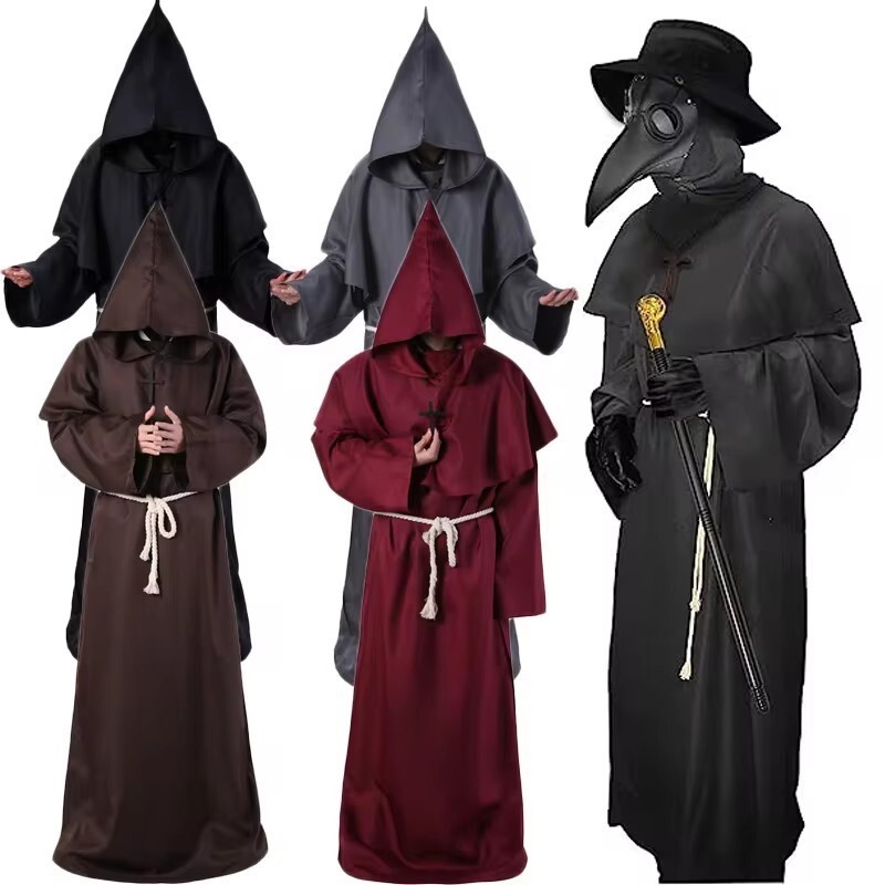 ผู้ชายผู้หญิงพระภิกษุสงฆ์เสื้อผ้าเครื่องแต่งกายโบราณยุคกลางพระภิกษุสงฆ์เสื้อคลุมตัวช่วยสร้างพระภิกษุฮาโลวีนคอสเพลย์เครื่องแต่งกายกับโรคระบาดหน้ากากหมอ - รูปที่ 5