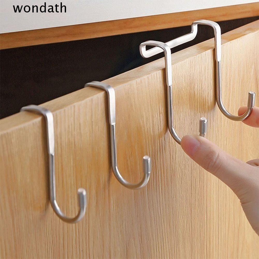 Wonda ตะขอตู้ลิ้นชัก, โลหะ Heavy Duty Double S-Shaped Hook, 304 สแตนเลสผ้าเช็ดตัว Organizer ฟรีเจาะเหนือตะขอประตูสําหรับห้องครัวห้องน้ํา