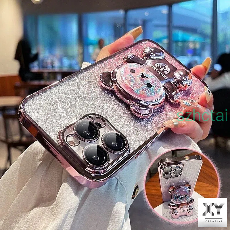 เคสโทรศัพท์ iphone 14 iphone 14 pro iphone 14 pro max iphone 14 plus วงเล็บหมุน 360 °เคสโทรศัพท์บรรเทาความเครียดที่มีสีสันลูกปัดหมีขาตั้งพับ เปลือกอ่อน เคส iphone 14 iphone 14 pro iphone 14 pro max iphone 14 plus