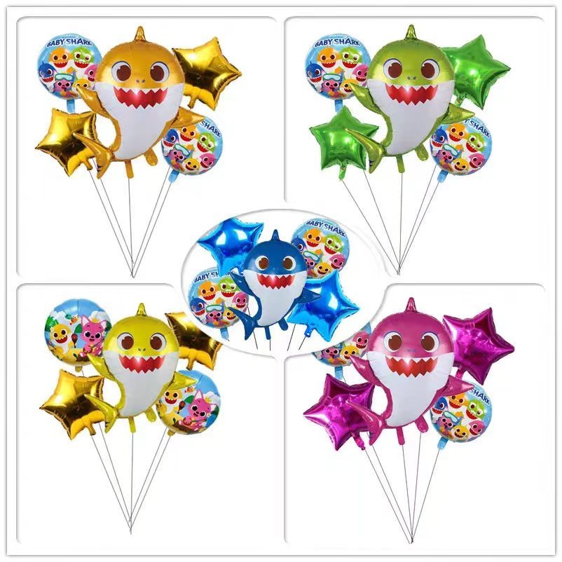 Baby Shark ชุดลูกโป่งตัวเลขอลูมิเนียมฟอยล์
