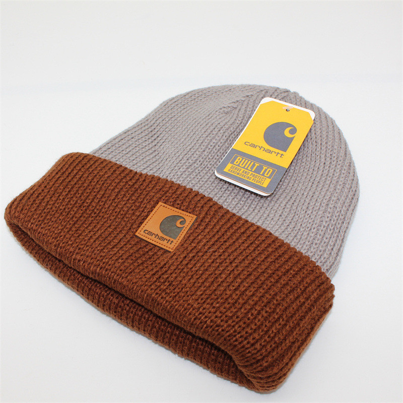 สีบล็อกที่เรียบง่ายถักหมวกสกีหมวกถักหมวก Beanies