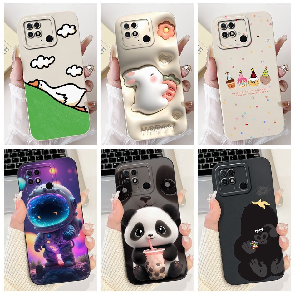 สําหรับ Xiaomi Redmi 10C ปลอกน่ารักการ์ตูน Panda นักบินอวกาศซิลิโคนนุ่มฝาครอบโทรศัพท์สําหรับ Redmi 10 Power Case Redmi10C กันชน
