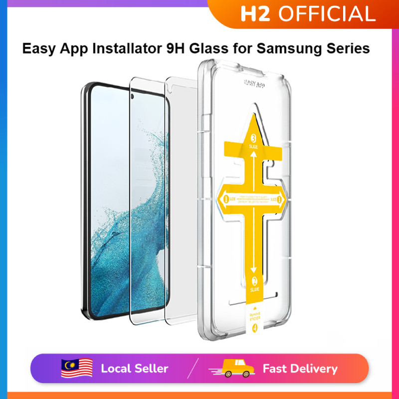 H2 กําจัดฝุ่นอัตโนมัติ 9H ความแข็งกระจกนิรภัยสําหรับ Samsung Galaxy A55 S21 S22 S23 S25 Ultra S24 Pl