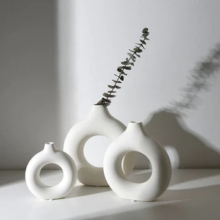 Minimalism Art แจกันโมเดิร์นเลียนแบบเซรามิคแจกันดอกไม้ Ins โต๊ะยิง Props ตกแต่งบ้าน