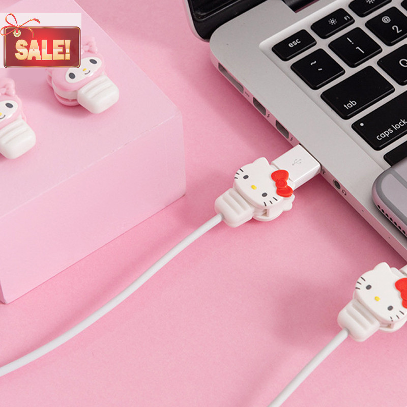 Bl 2 ชิ้นน่ารัก Sanrio Bite Cable Protector My Melody Cinnamoroll Hello Kitty การ์ตูน Usb Cable Protector Anti Fracture ป้องกัน A