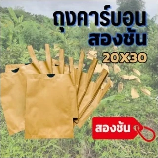 ในสต็อก ถุงห่อฝรั่ง คาร์บอนขนาด ถุงห่อผลไม้ 20*30 ซม 100 ใบ ถุงห่อมะม่วงชุนฟงแพค 2 ชั้น กันน้ำ กันแมลงและนก แข็งแรงทนทาน
