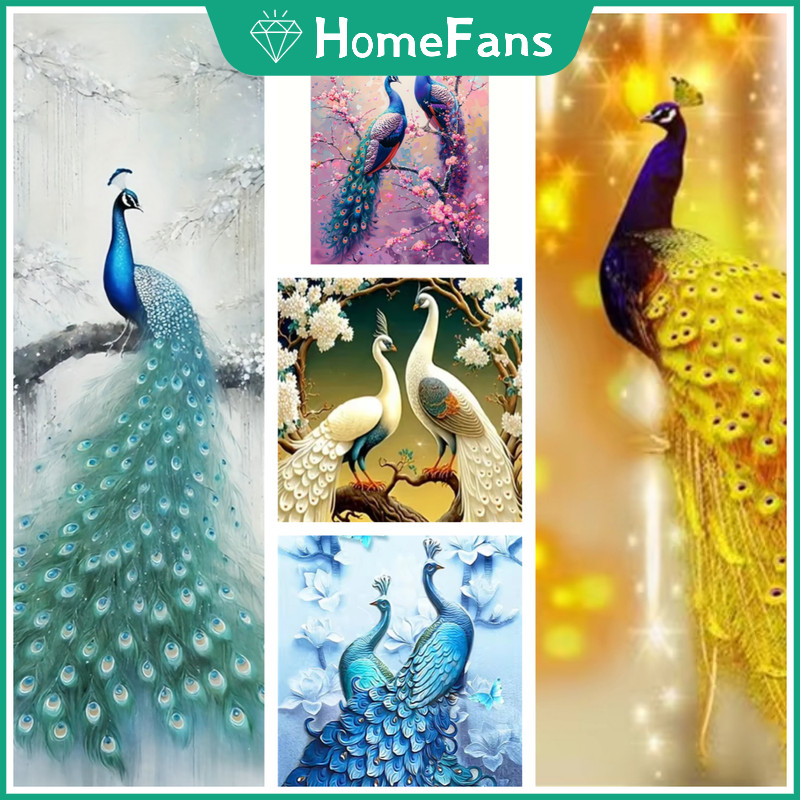 HFหลากสีนกยูง 5d DIY เพชรจิตรกรรมชุด Cosmic Cross เพชรเย็บปักถักร้อยภาพวาด Rhinestone โมเสคเพชร Art Home Decor ภาพวาด