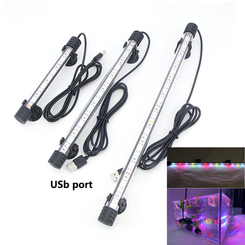 หลายสี 17 ซม.37 ซม.Aquarium USB power ไฟ LED Submersible Mood โคมไฟกันน้ําถังปลาตกแต่งพืช Grow Light THH1