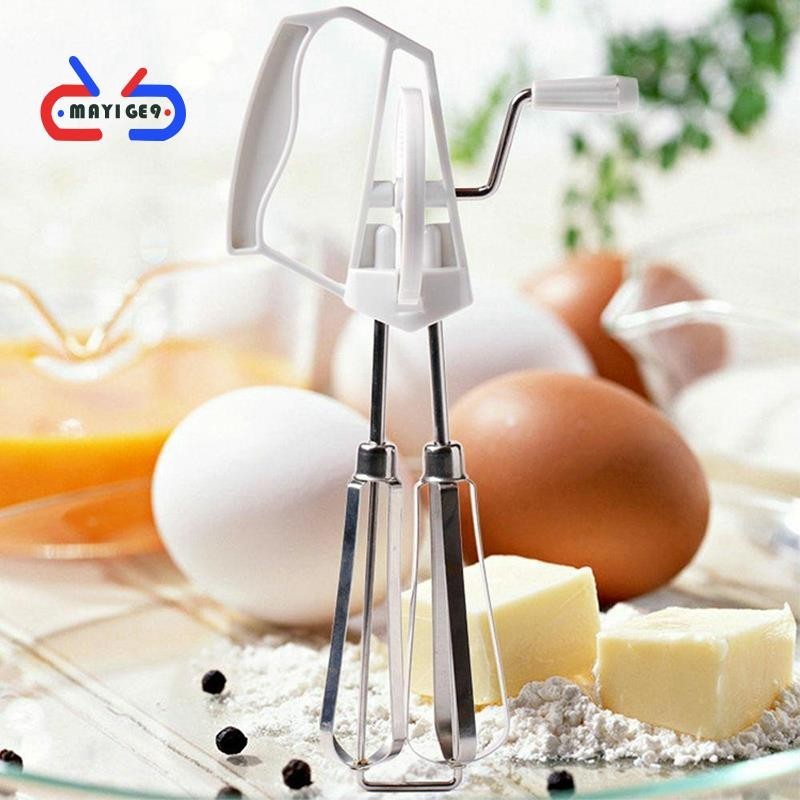 mayige9Rotary Manual Hand Whisk Egg Beater Mixer Blender เครื่องมือครัวสแตนเลส