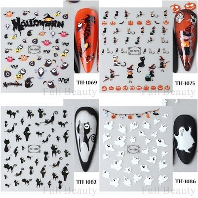 Creative Ghost แผ่นแปะเล็บฮาโลวีนสติ๊กเกอร์ติดเล็บ DIY ตกแต่งเล็บผู้หญิงสาวของขวัญอุปกรณ์