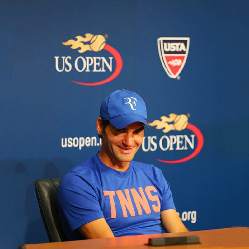 Roger Federer US เปิดที่ระลึก Unisex เสื้อยืดผ้าฝ้าย 100% Breathable รอบคอแขนสั้นผู้ชายเทนนิส Tee