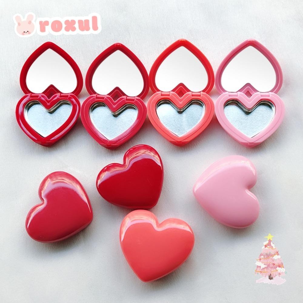 Roxul 1 ชิ้นอายแชโดว์ที่ว่างเปล่า ,พร้อมกระจกพกพาสะดวกกล่องลิปสติก Rouge, คุณภาพ Love Heart Shape Refillable Makeup Dispenser Travel