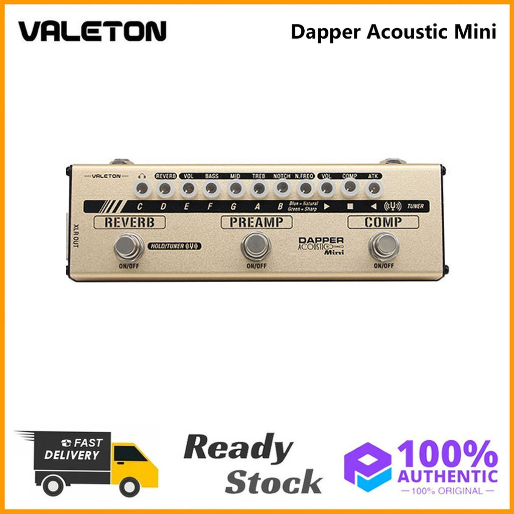 Valeton Dapper Acoustic Mini Electric-Acostic Guitar DI Analog Preamp Multi-Effects Pedal