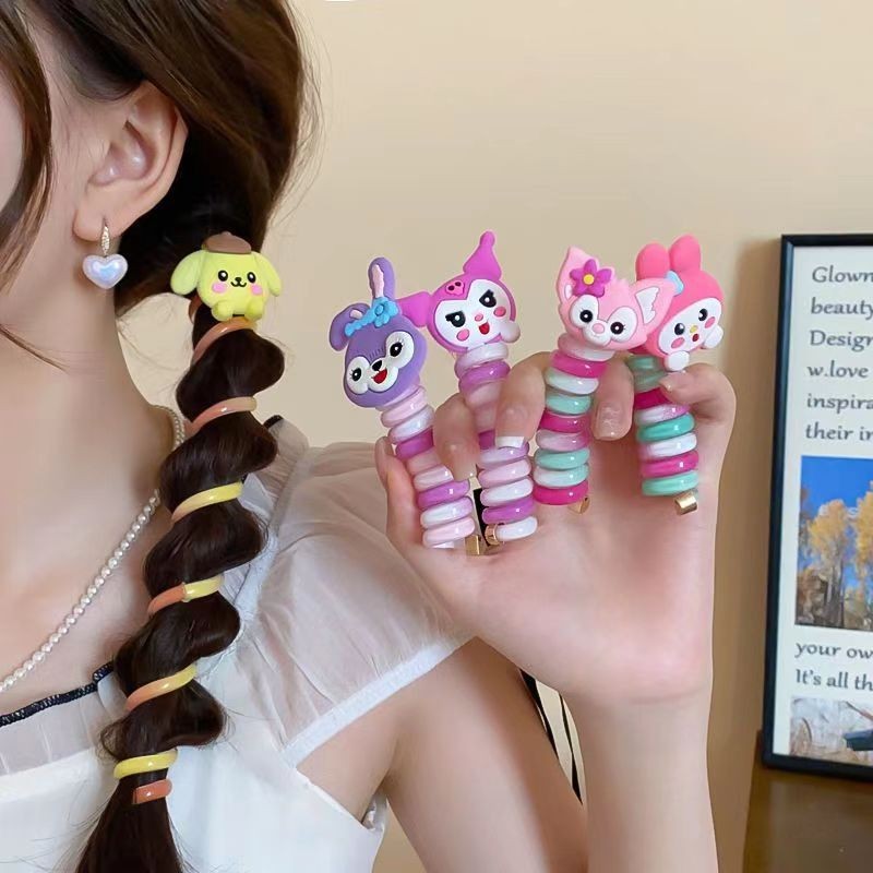 สไตล์เกาหลีใหม่ของผู้หญิงสีคุโรมิสายโทรศัพท์ผมวงการ์ตูนผมหางม้าเครื่องประดับผม