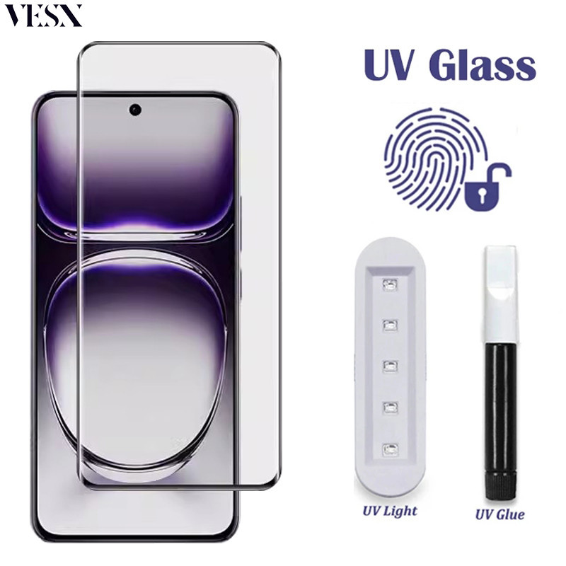 ฟิล์มกระจกกาว UV รุ่นใหม่ล่าสุด แบบจอโค้ง OPPO Reno 12 11 10 8T Pro+ Plus 5G 2024