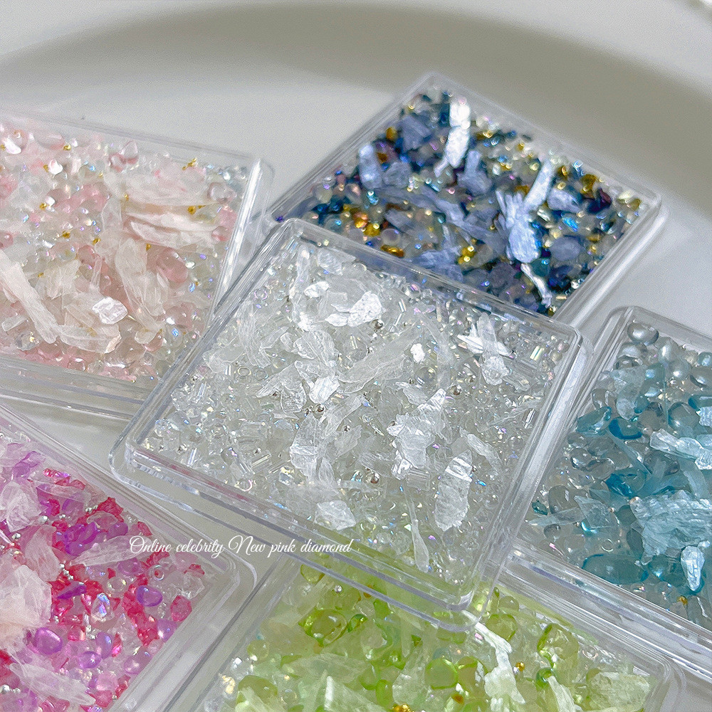 เล็บตกแต่งเล็บเล็บสติกเกอร์ไม่สม่ําเสมอคริสตัลกรวด Mica Flakes ลูกเหล็ก KOUDAN - รูปที่ 4