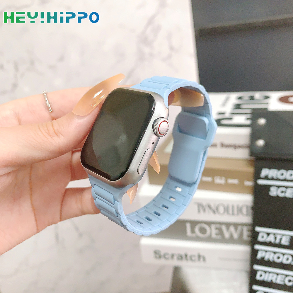Macaron สีซิลิโคนสําหรับ iwatch ultra2 49 มม.สวมใส่หัวเข็มขัดสามลูกปัดสายนาฬิกาสําหรับ iwatch Series 9 8 7 se2 se 6 5 4 3 45 มม.41 มม.44 มม.40 มม.42 มม.38 มม.